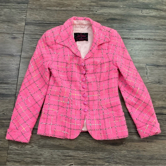 Max Nugus Haute Couture Custom Plaid Tweed Two Piece Skirt Blazer - Picture 2 of 10